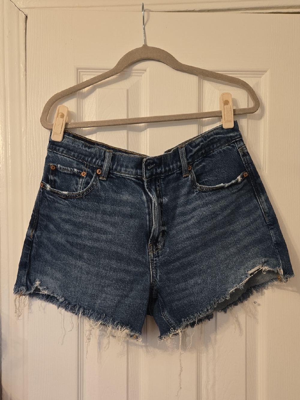 American Eagle Outfitters Dark Blue Distressed Denim Shorts